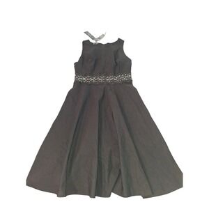 Homeyee Women's Lace Detail Sleeveless A-Line Dress Black Size L Round Neck NWT